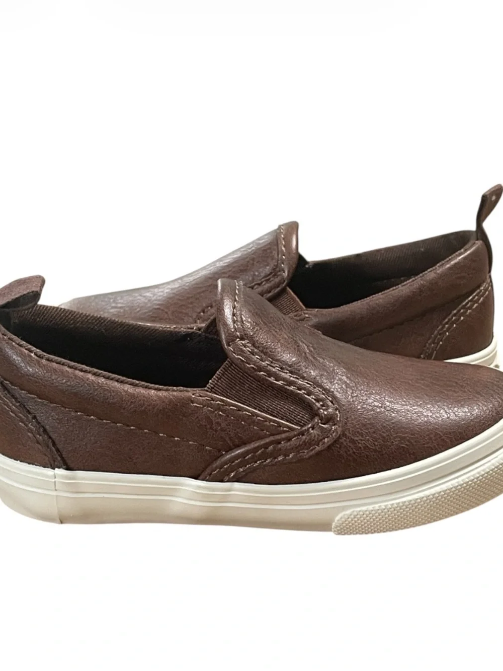 Old Navy Brown Slip-On Boys Sneakers with White Soles
